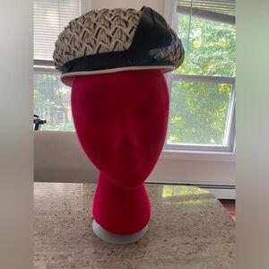 Vintage navy blue/white straw hat. Great condition
